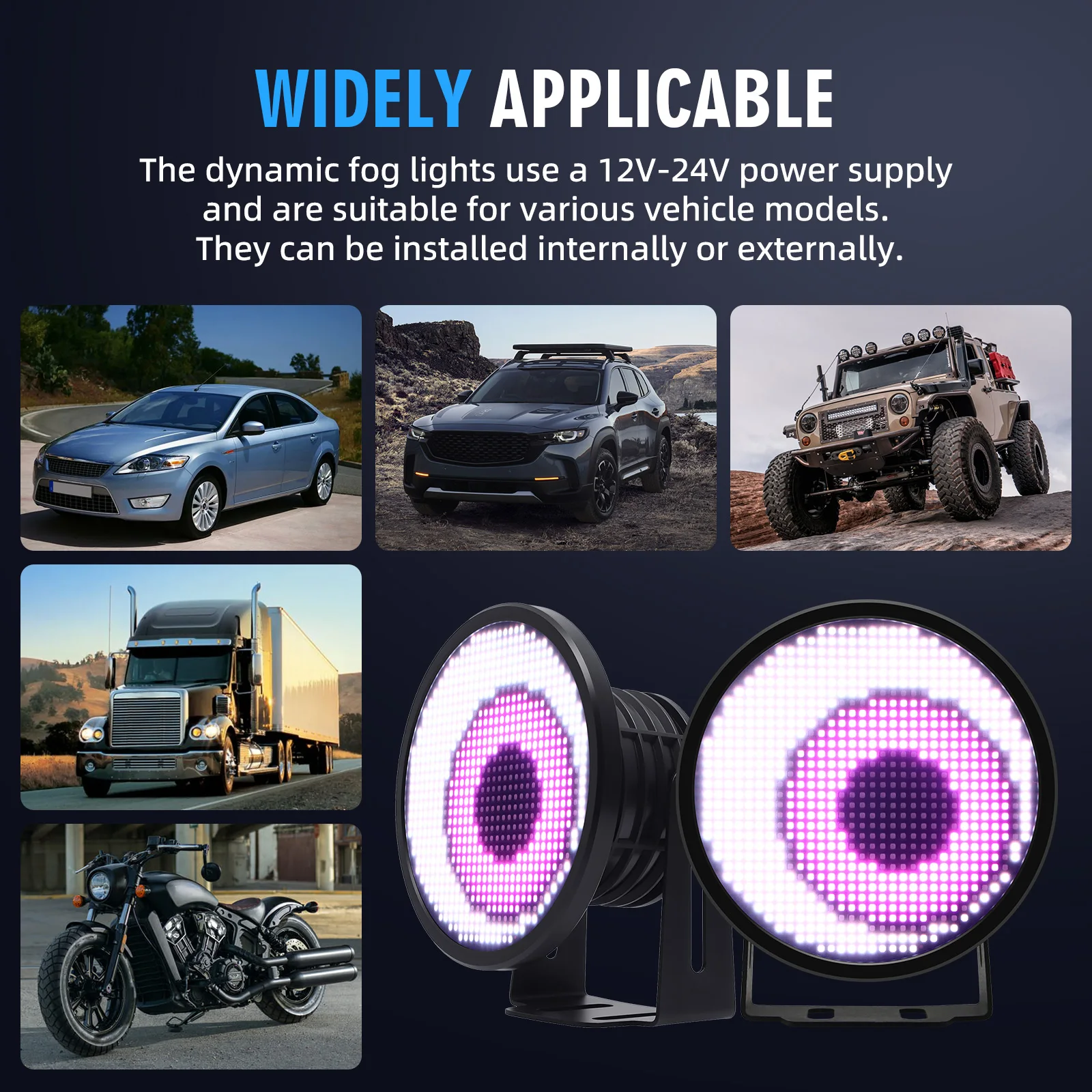 Picture 5: LED Eyes Matrix Pixel Panel Lamp APP Control Automotive Equipment Automotive Fog Lights Dynamic Eye Lights For Car Motorcycle