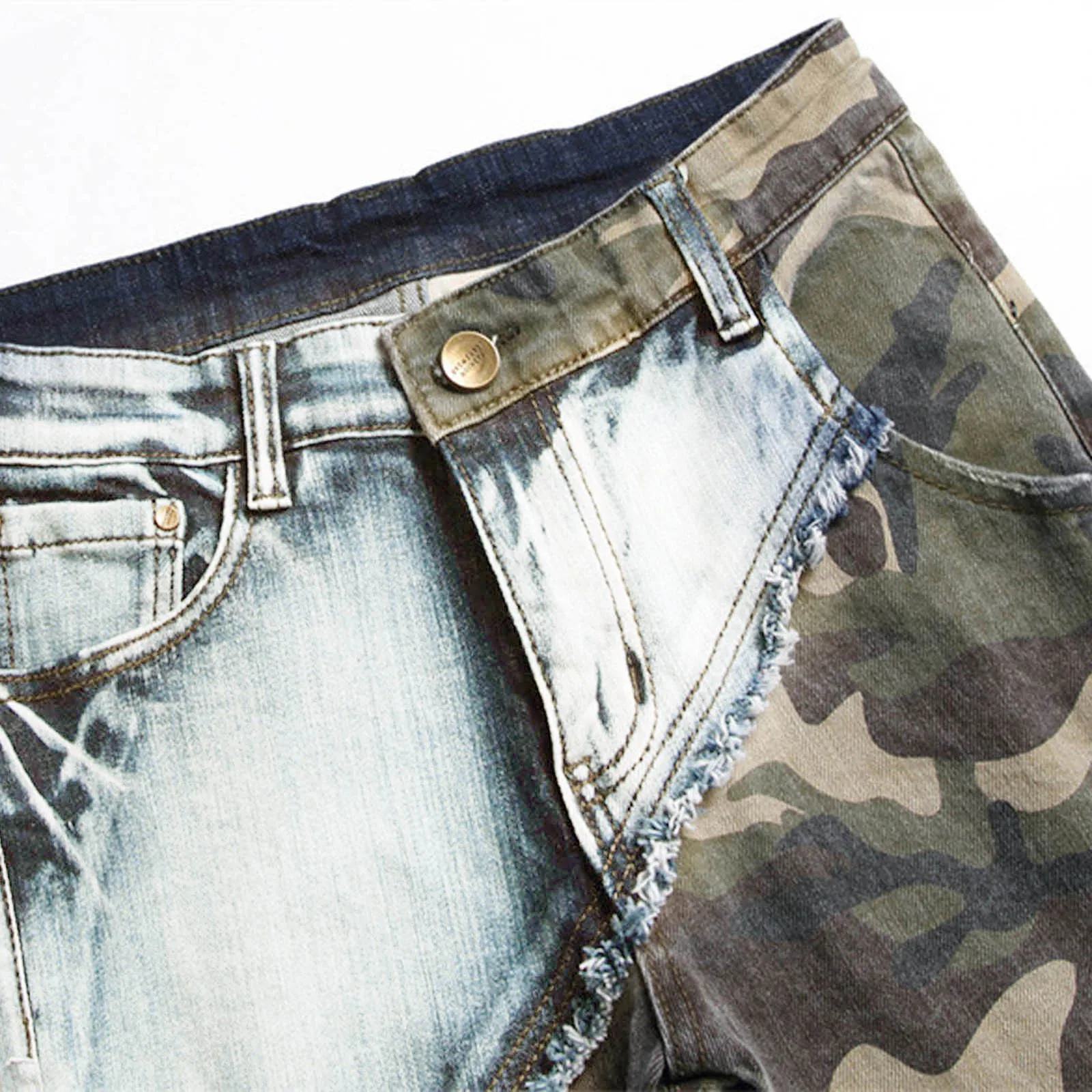 Herren jeans Vintage Distressed Camouflage zerrissene Patchwork jeans Luxus Designer schlanke Röhrenjeans lässige Jeans hose für Herren