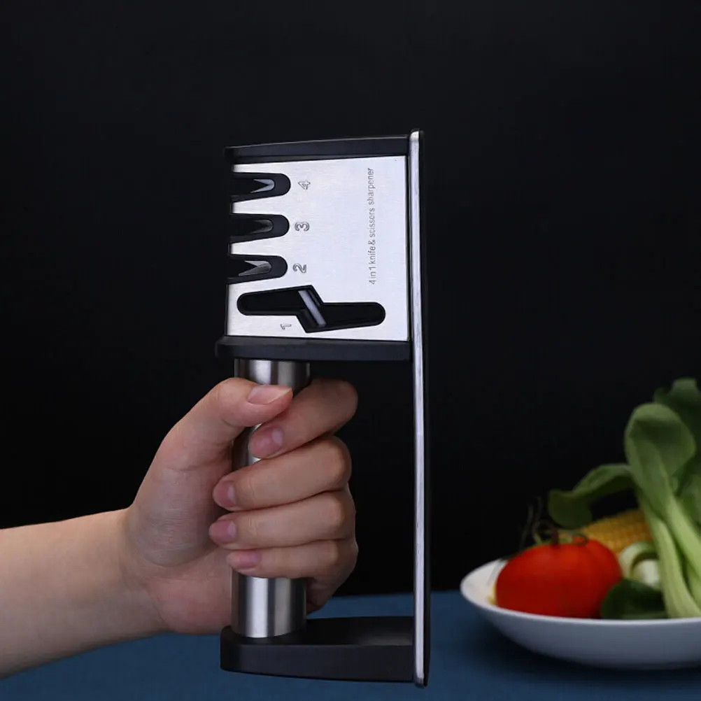 

Knife Sharpener Stainless Steel ABS Diamond Tungsten Ceramic Scissor Ergonomic Kitchen Right Left Handed Anti Skid Home