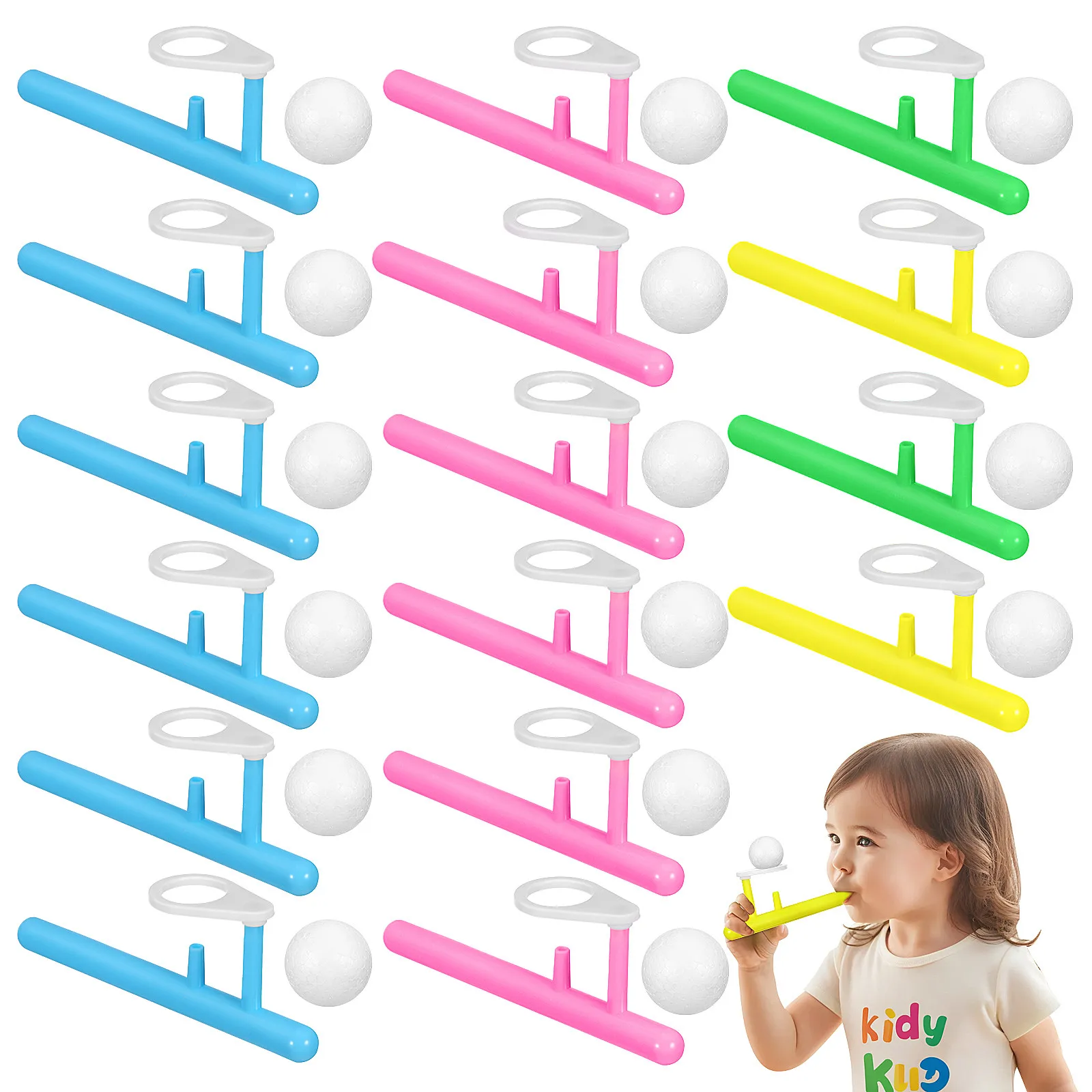 

24Pcs Floating Blow Ball Game Colorful Balance Blowing Indoor Outdoor Birthday Party Game Small Plastic Balls Ball Blowing Toys