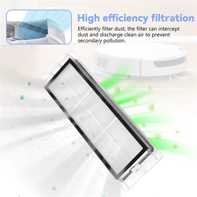 TCF-Aksesori Suku Cadang Pengganti Filter HEPA Sikat Samping Sikat Utama untuk Penyedot Debu Robot Roborock S51 S55 S5 S6 S5max