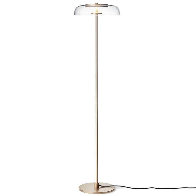 Gold Luxe Minimalist Modern Glass and Metal Floor Lamp with Warm White for Accent Lighting Reading
