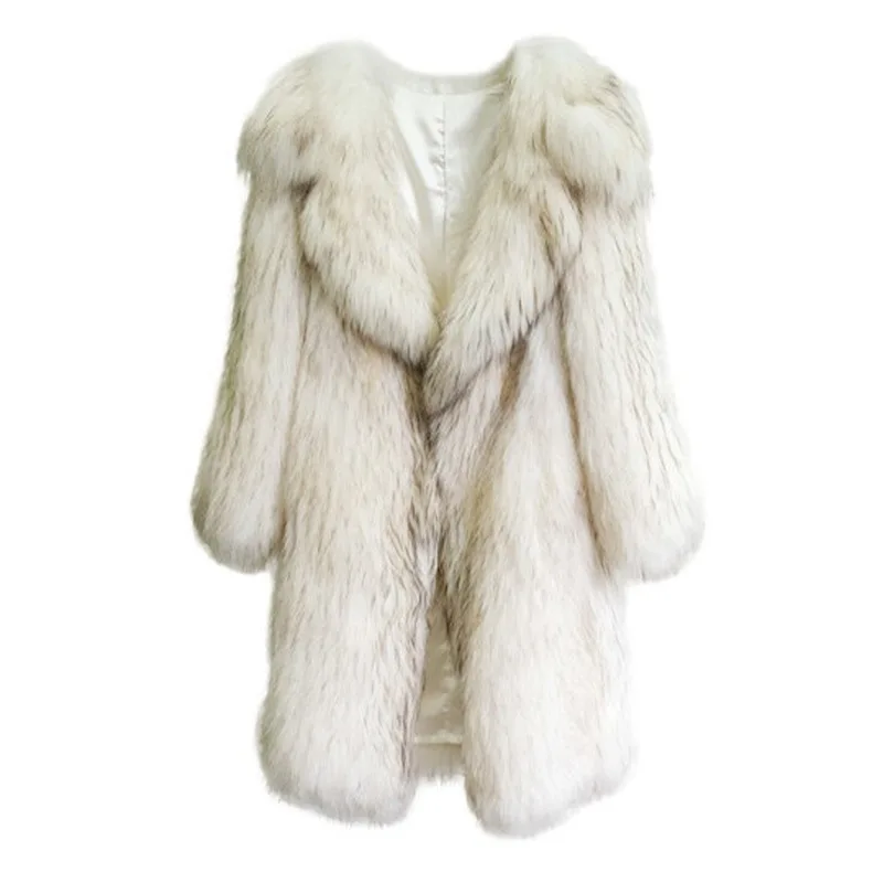 2024 Autumn Trendy Women\'s Turn-down Collar Loose Faux Fur Coat Fashion Long Sleeves Gradient Trench Jacket Female 1LS039