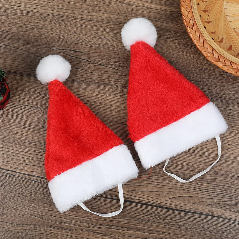 1Pc Adjustable Elastic Pet Christmas Hat Cute Holiday Head Accessory Doll Christmas Party Photo Prop Pet Costume Decor