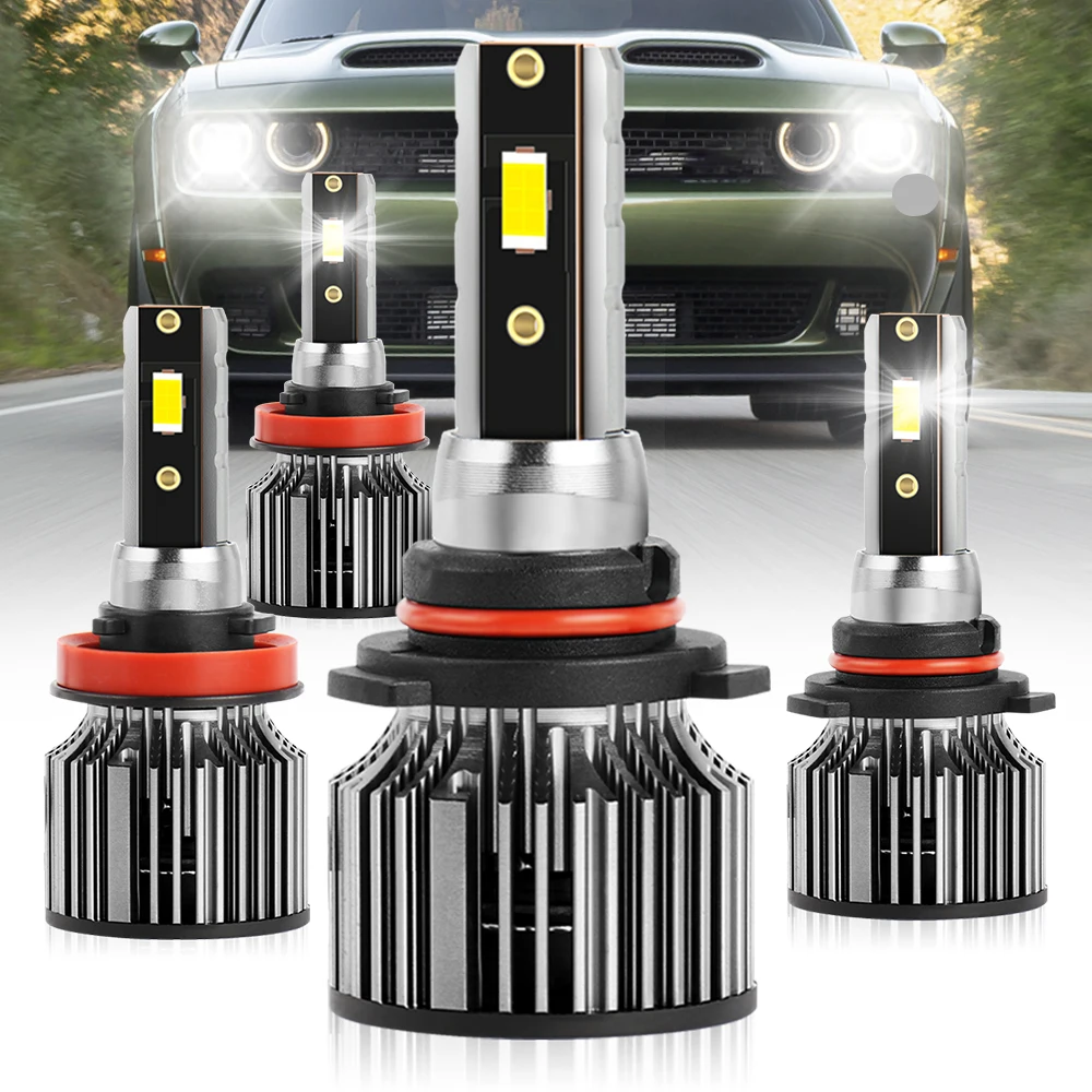 

LSlight Headlights Lamps 9005 H11 Turbo Led For Dodge Charger Durango RAM Lights Bulb Auto 12V 24V to Replace Factory Halogen