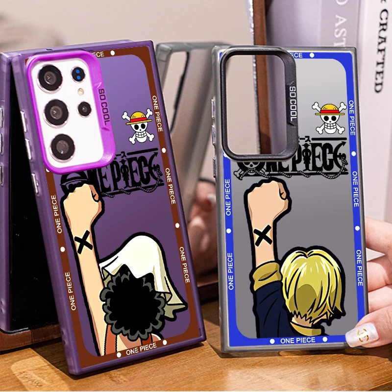 Anime One Piece Sanji Usopp For Samsung Galaxy S24 S23 S22 S21 S20 Note 20 Ultra Plus FE 5G Colorful Silver Back Phone Case