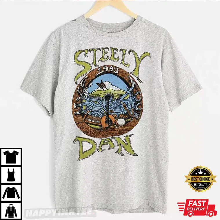 

Steely Dan 1993 World Tour T-Shirt, grey color, reprinted tshirt TE6914