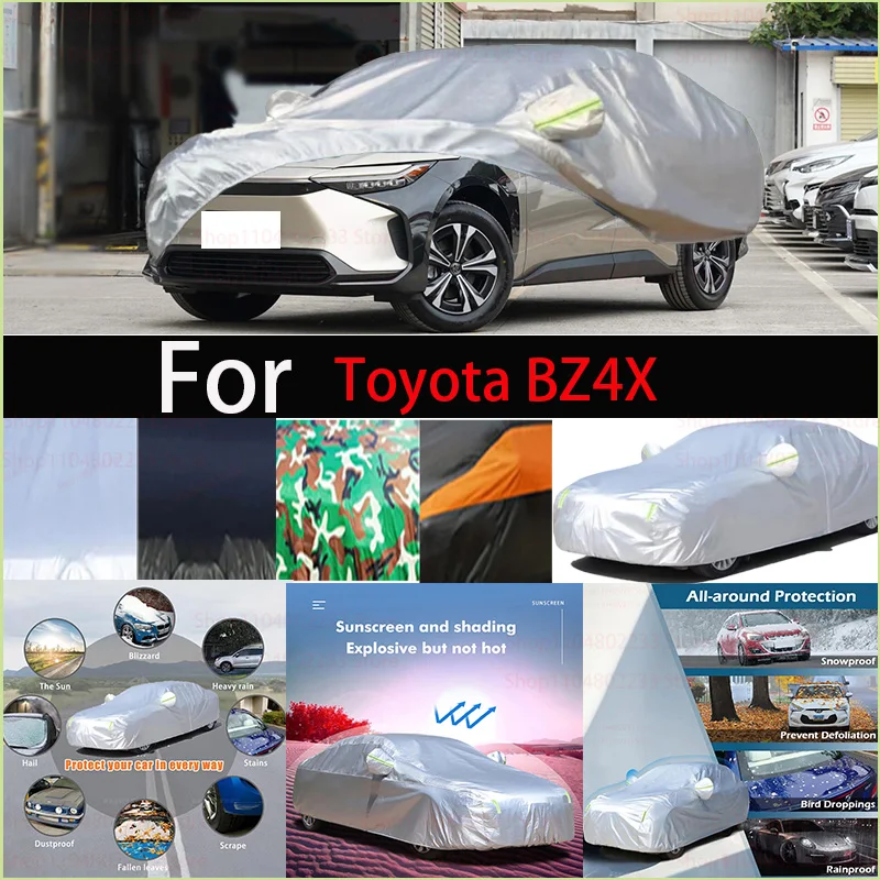 

Windproof Car Cover with Reflective Strip Auto Anti-UV Sun Rain Snow Dust Paint Protect Cover for Toyota BZ4X