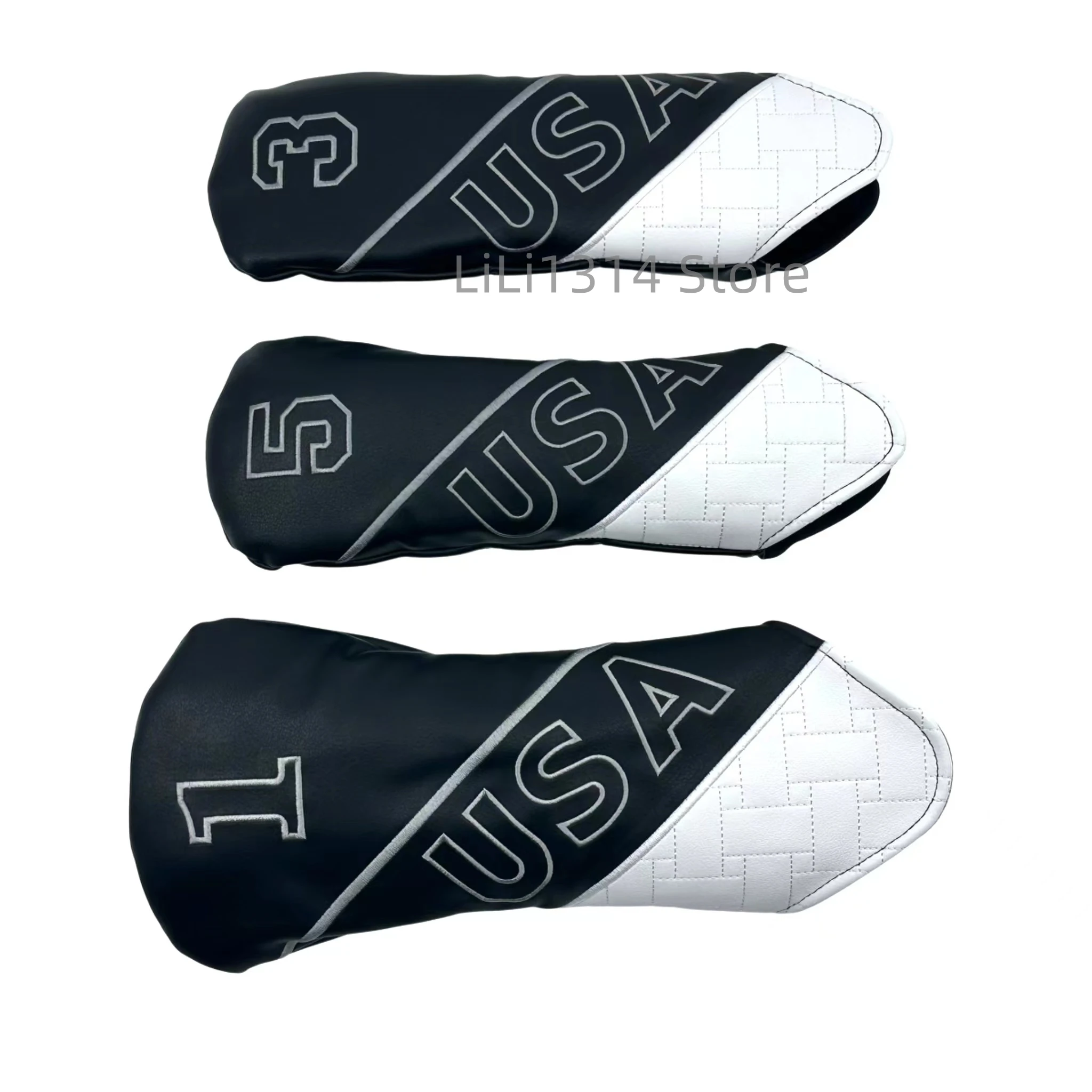 Golf USA Square lattice pattern Head cover Driver Head Covers Fairway Wood Head Covers Hybrid Head Covers Pu Leather