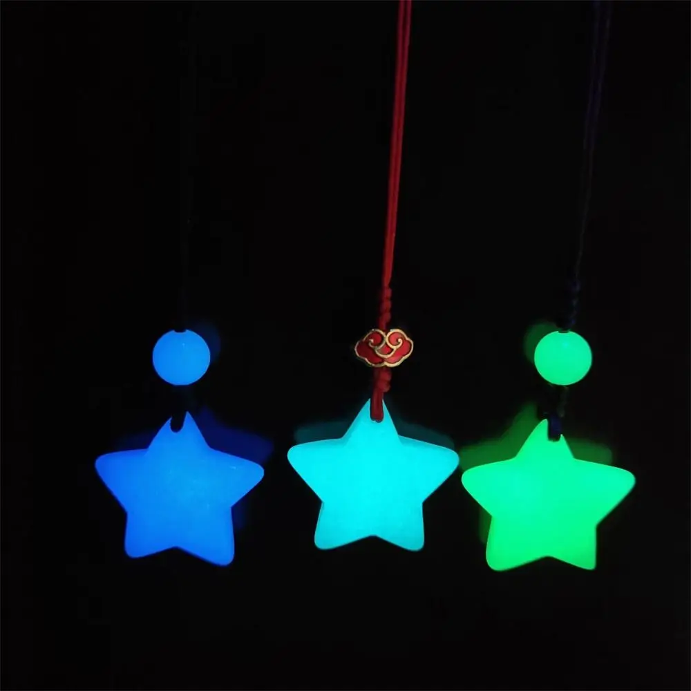 Fashion Glow in Dark Luminous Star Keychain Hanging Rope Strap Lanyard Star Pendant Ornament Keyring Phone Chain Bag Decoration