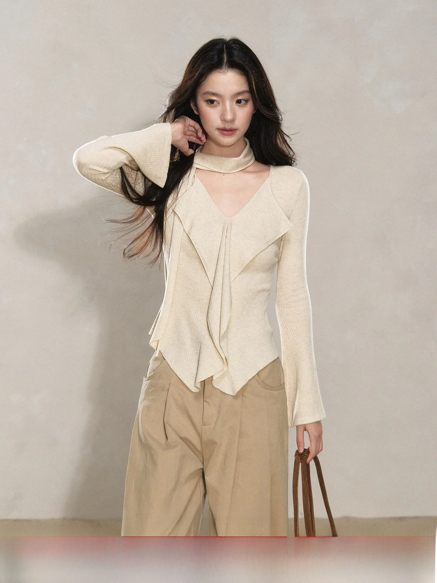 

Женский вязаный свитер Ele Long Sve, модный тренд 2025 года, новый дизайн в корейском стиле, для повседневной носки, цвет Wildberry