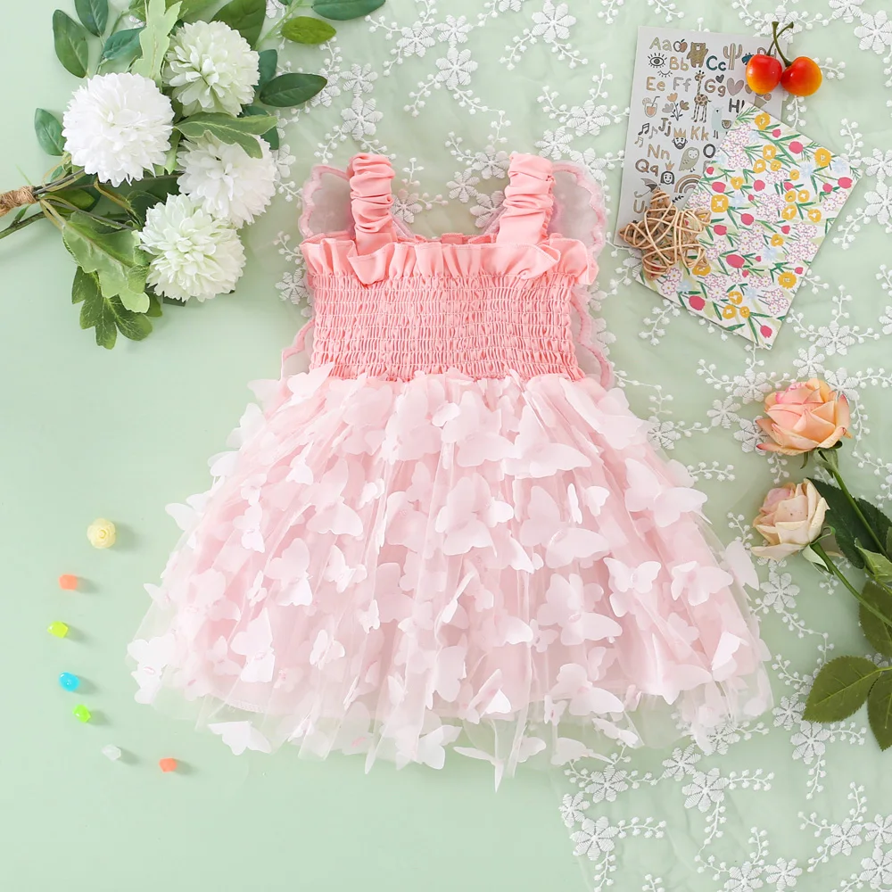 Baby And Girls Summer Transparent Mesh Butterfly Wing Dress Fresh Dress For Baby Girls (0-3 Years Old)