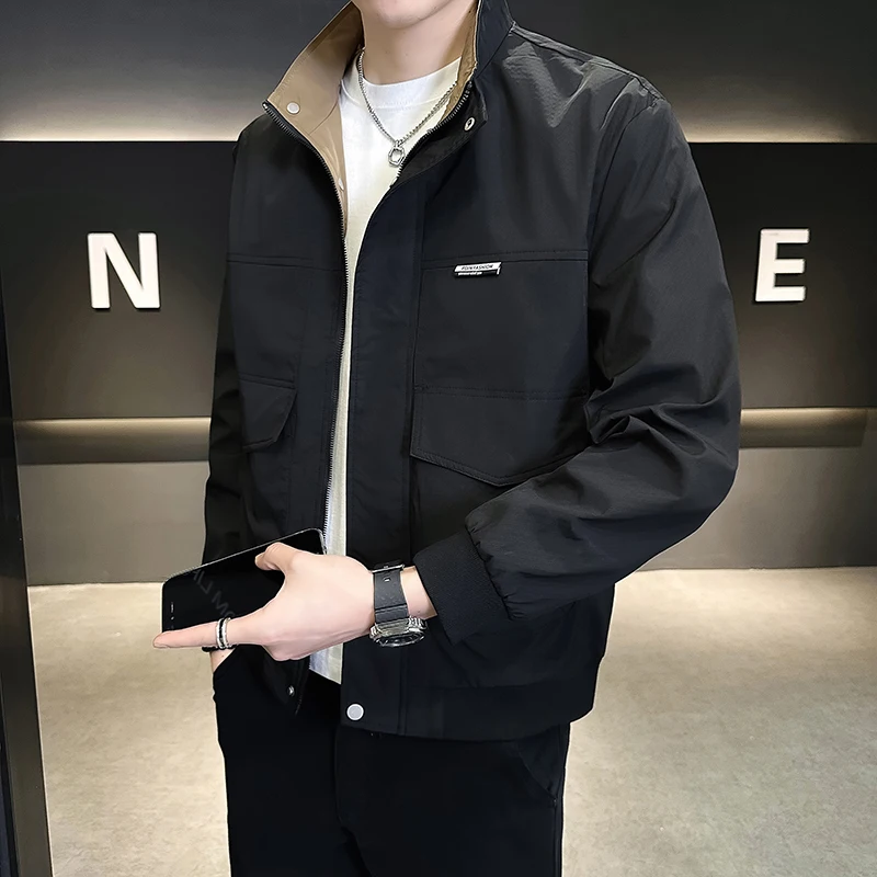 

Универсальная цветная куртка-жакет Sli для весенне-осеннего сезона: модное молодежное пальто из полиэстера с длинными рукавами, приталенного кроя