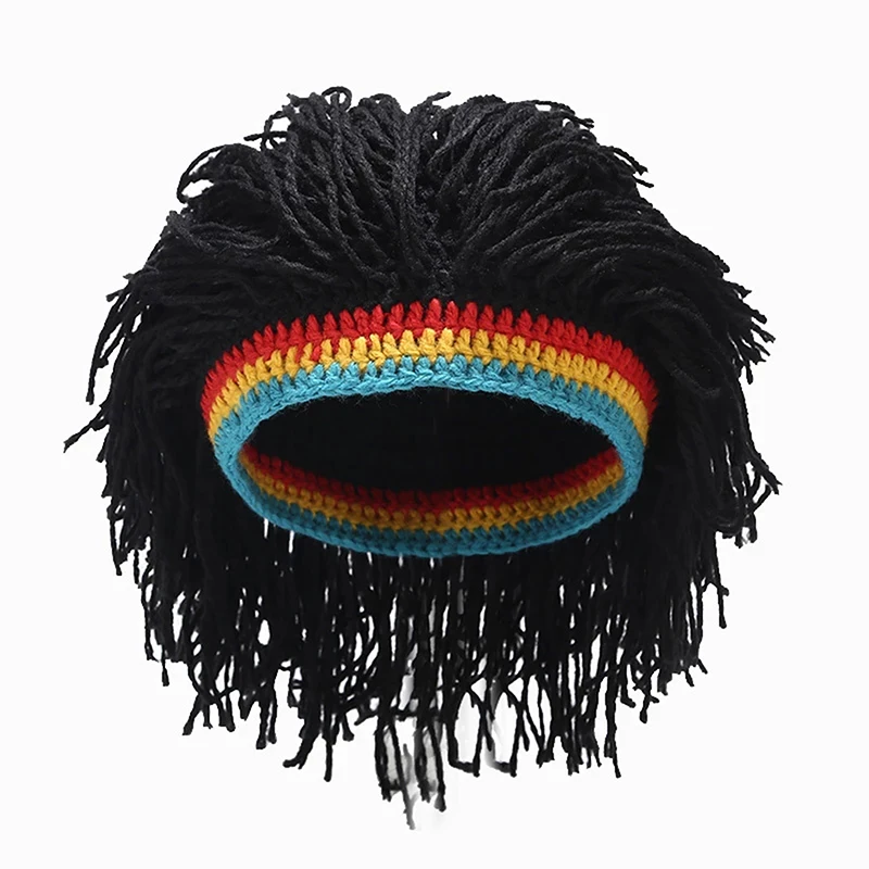 Rasta Wig Beanie Men\'s Caps Hip Hop Cap Handmade Crochet Winter Warm Hat Gorro Halloween Xmas Birthday Gifts Funny Party Wig