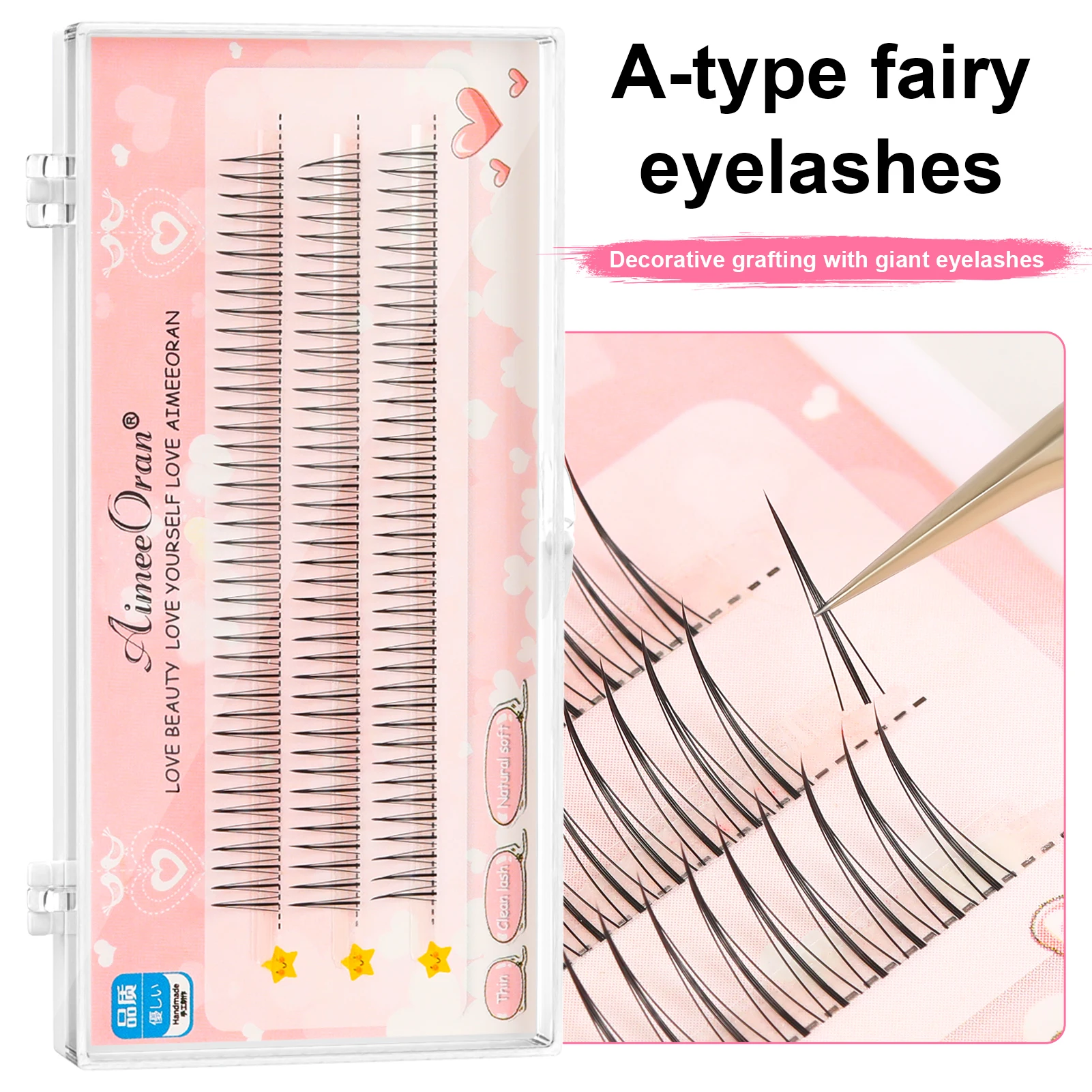 3-reihige A-förmige segmentierte falsche Wimpern, natürliches Curling, dicke, flauschige Wimpernverlängerung für die tägliche Party, Reisen, Make-up-Tools
