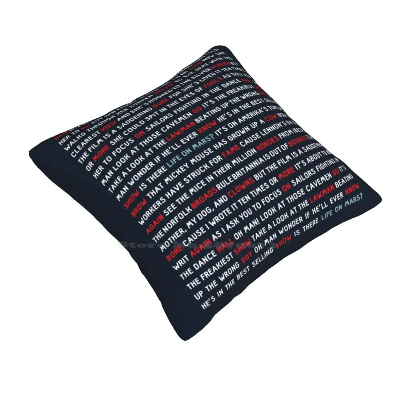 Life On Mars Throw Cushion Pillow Cover Pop Music Queen 80S Life On Mars Lyrics Space Oddity Lets Dance Blackstar Heroes