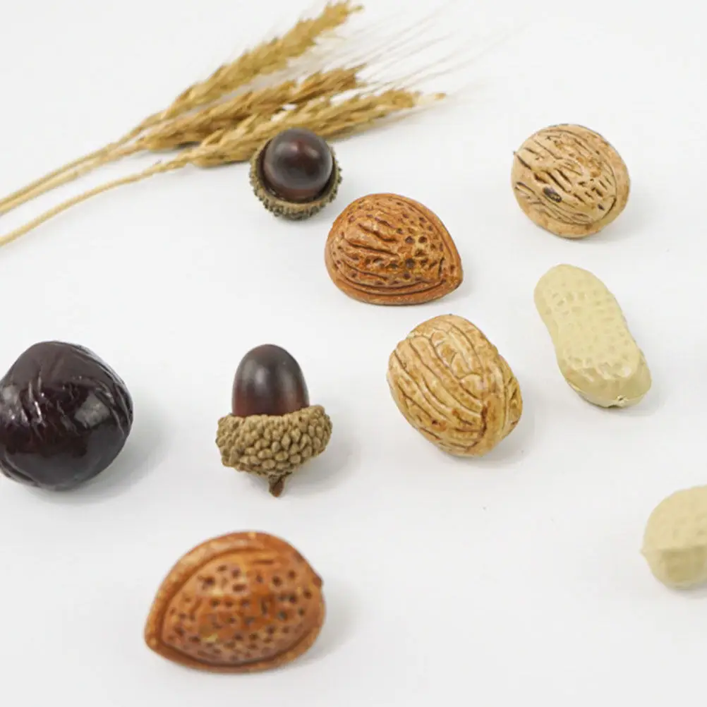 20Pcs Fake Walnut Halves Realistic Artificial Nuts Decoration Photo Props Perfect for Home Shop Display Cabinet