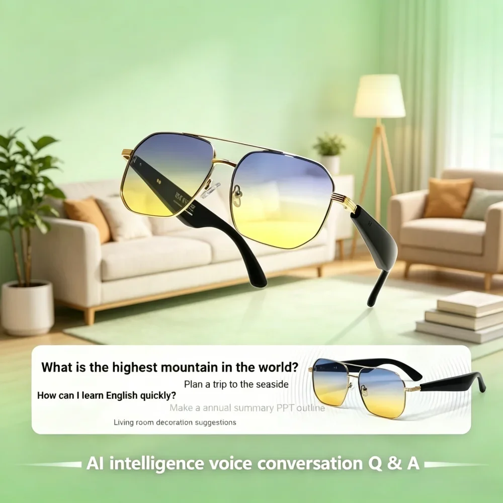 

AI Smart Glasses 2 In 1 Intelligent Translation Sunglasses Wireless Call Music Voice Assistant Headset