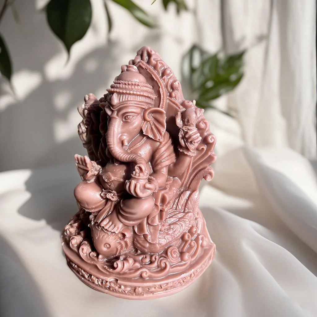 

Ganesha Buddha statue Candle Silicone Mold Buddha Elephant Statue Sculpture Handmade Figurine Decor Gypsum Cement Concrete Mould