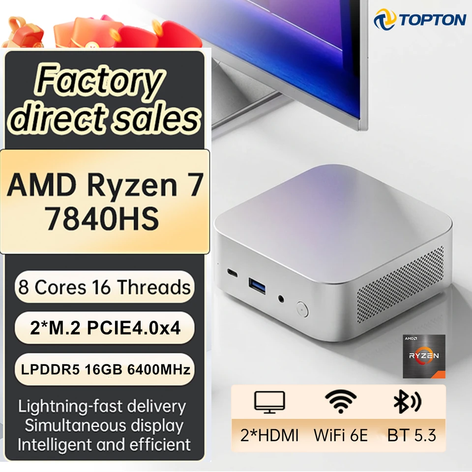 Topton AMD Ryzen 5 3500U Mini PC 16GB 256GB NVMe