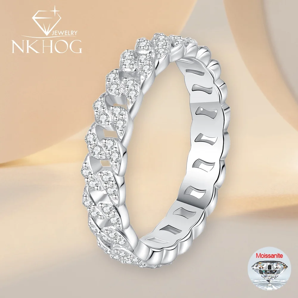 

NKHOG Full Moissanite Rings For Women Men 925 Sterling Silver Lab Diamond Engagement Wedding Band Gifts 18K Plated Fine Jewelry