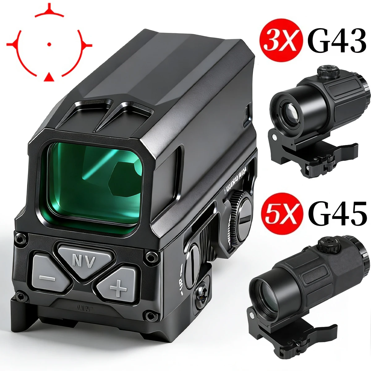 

Тактический голографический прицел GENI GENII с красной точкой, оптический прицел для страйкбола с увеличением G43/G45, охотничий комбинированный прицел с полной маркировкой