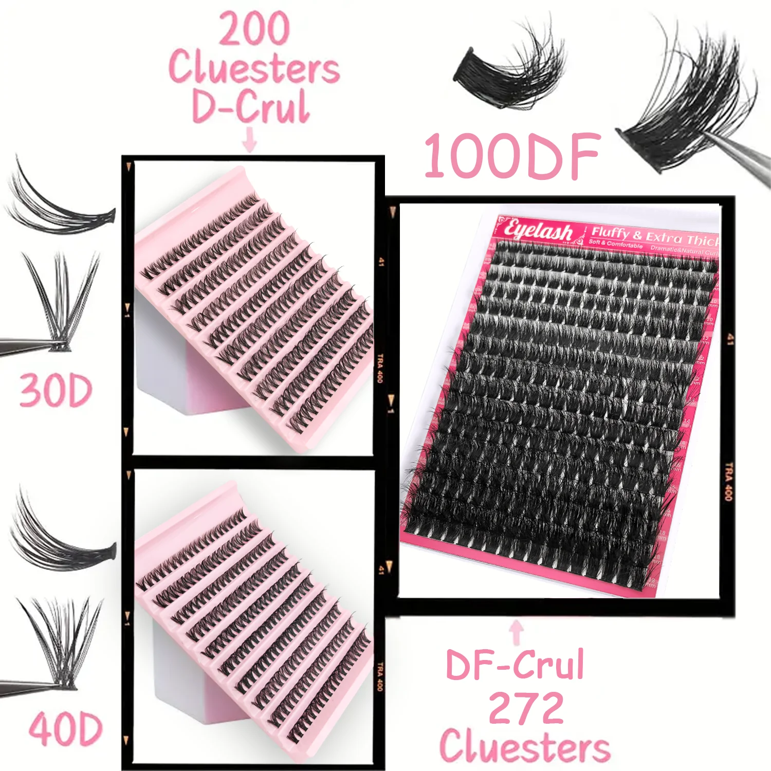 272 مجموعات من 100D الرموش الصناعية المنك D حليقة ملحقات رمش طبيعي الروسية قطاع الرموش الفردية ماكياج أداة
