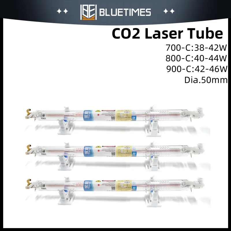 

Bluetimes 38W-46W Co2 Laser Tube Metal Head Glass Pipe Lamp Diameter 50mm High Power For CO2 Laser Engraving Cutting Machine