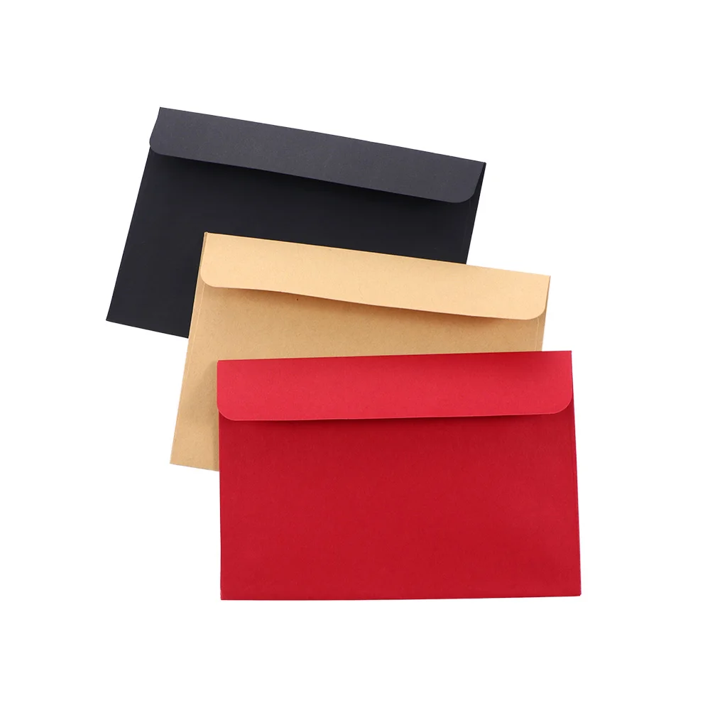 10Pcs/Pack 16cmx11cm Kraft Black Paper Envelope Message Card Letter Stationary Storage Paper Gift1