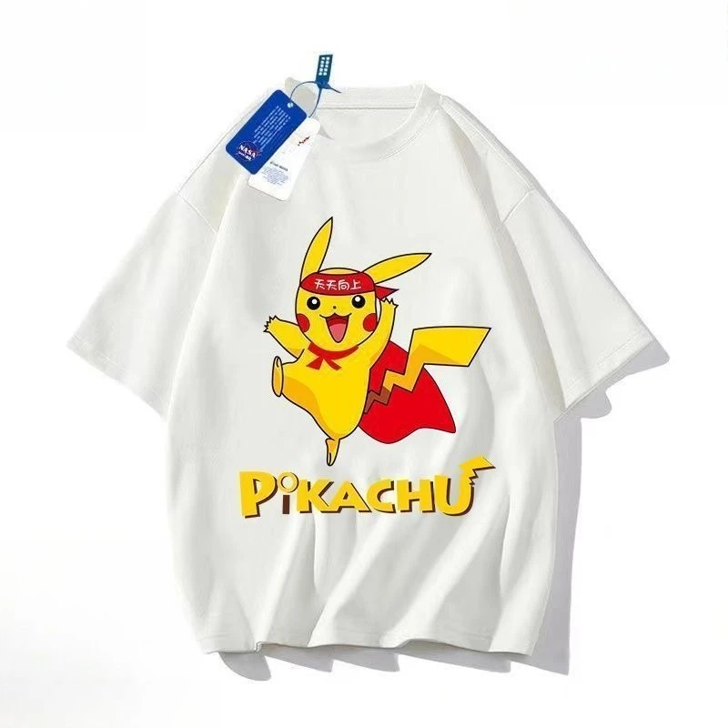 Детский подарок на Хэллоуин из чистого хлопка с рукавами-главом для мальчиков, новая летняя детская футболка с героями мультфильмов, топ для мальчиков, одежда с рисунком Покемона Пикачу