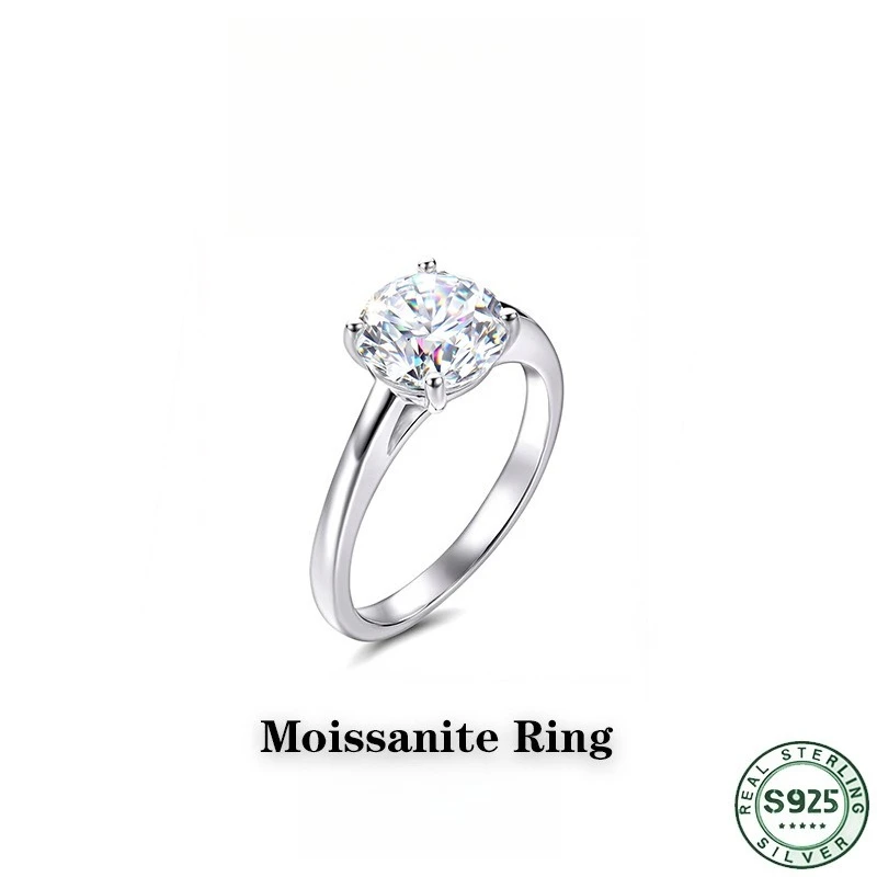 Hot selling 100% S925 silver 2-carat moissanite ring Original design Classic pure silver moissanite ring Wedding jewelry