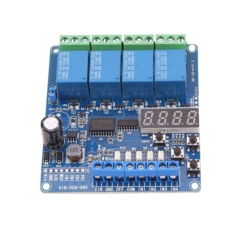 Imagem -03 - Módulo de Relé Multifunções Led Temporização de Travamento Automático Canais dc 8v36v