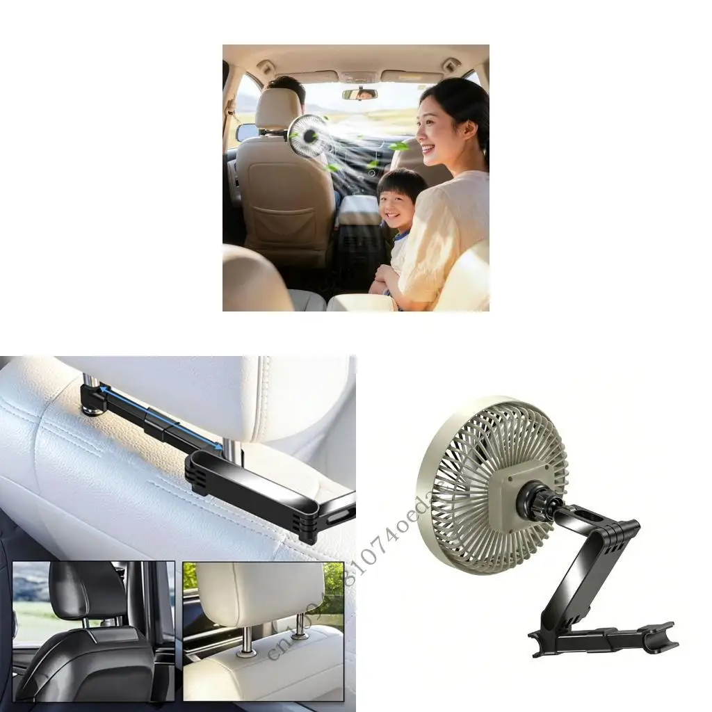 

Adjustable 12V 24V Car Fan With 3000mAh Battery And Type C Charging Port