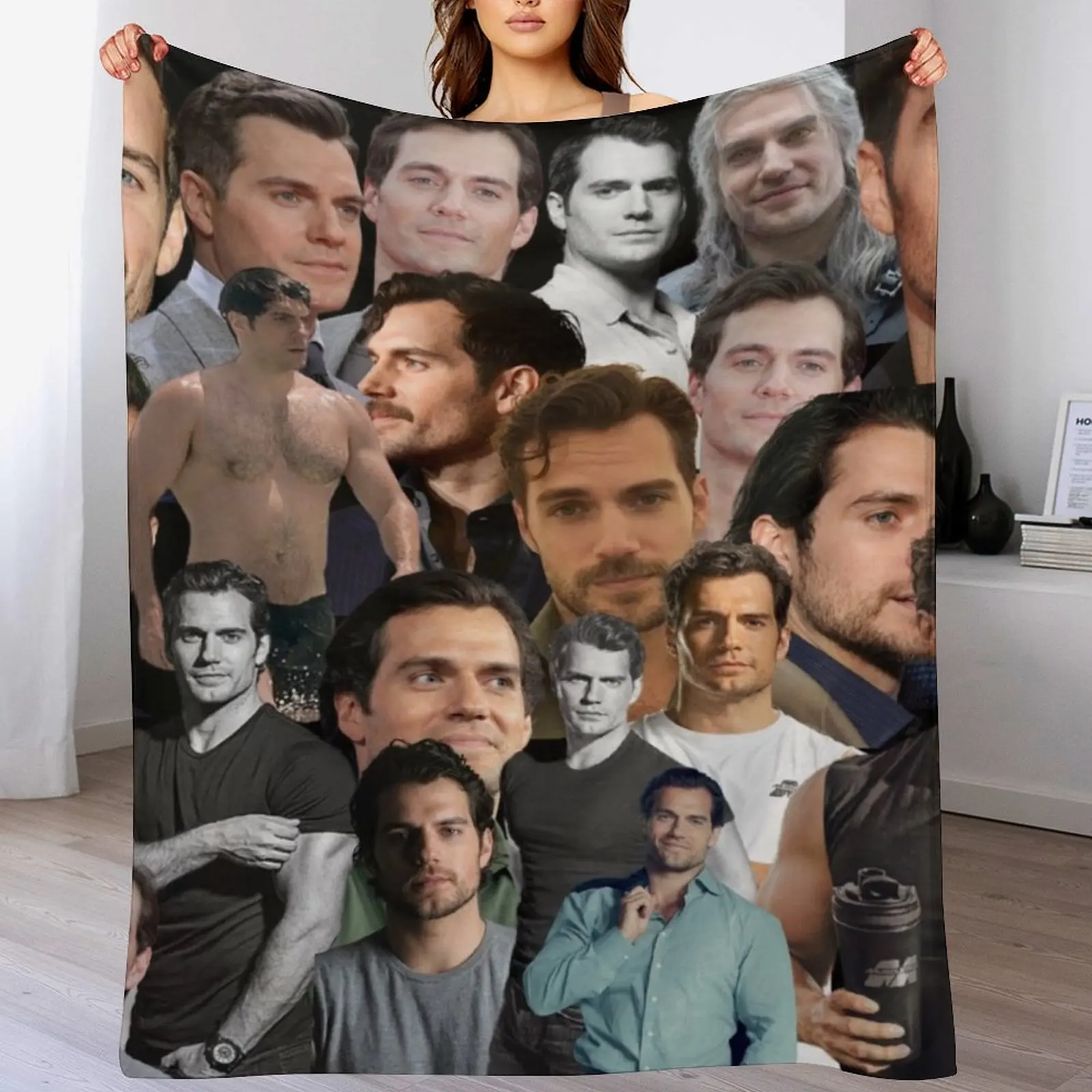 

henry cavill photo collage Throw Blanket Cozy Throw Blanket Birthday Gift for Him Her