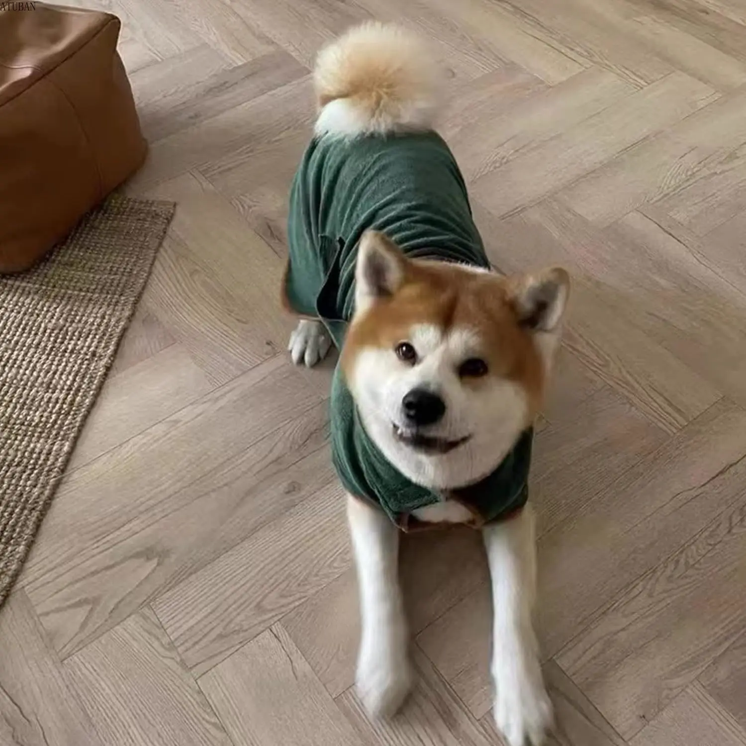 ATUBAN bata de secado para perro, albornoz de microfibra con cierre, muy absorbente, cuello y cintura ajustables, toalla para mascotas