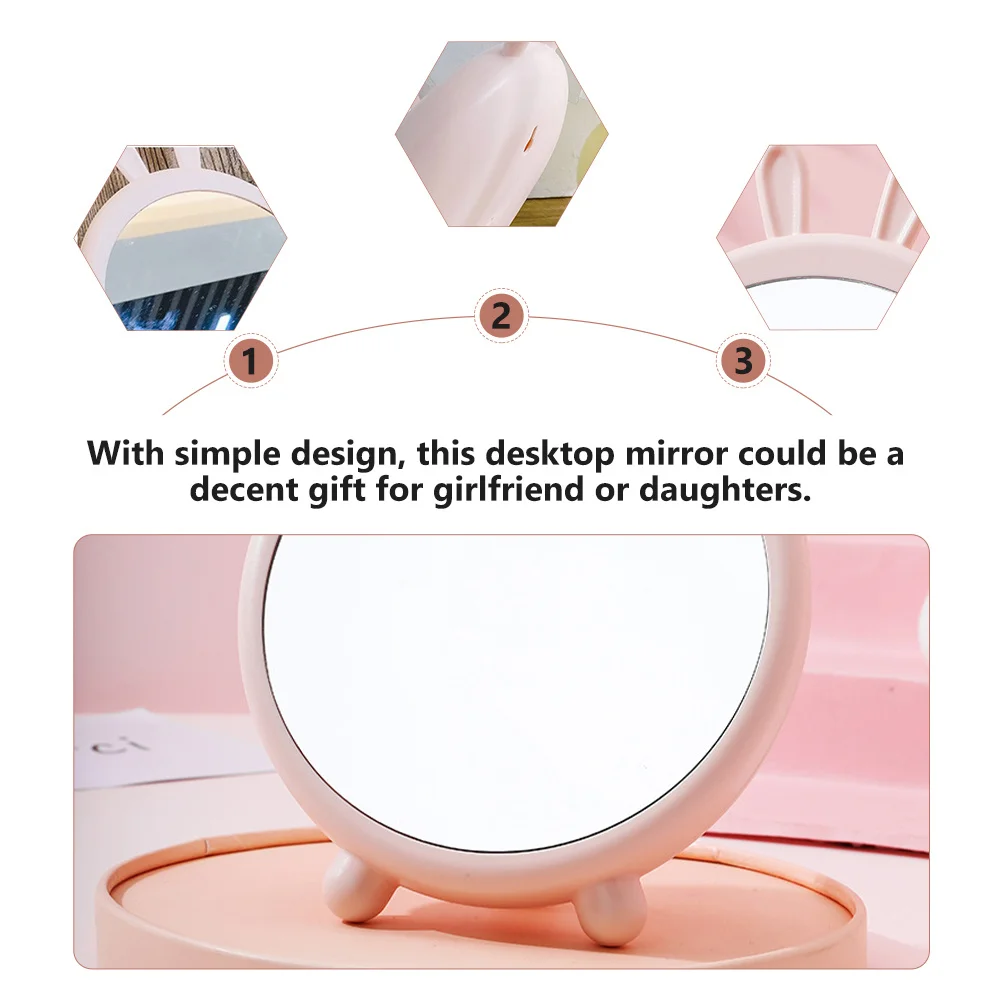 

1Pcs Cartoon Makeup Mirror Pink Desktop Vanity High Definition Tabletop Dressing Mirror Suitable for Students and Household