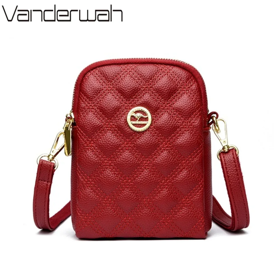 Genuine Brand Soft Leather Crossbody Shoulder Bags for Women Luxury Handbags Women Bags Designer Wallet Phone Bag Two Layers Sac