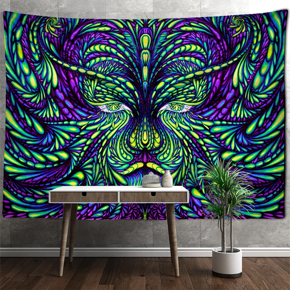 Colorful Maple Leafs and Eyes Tapestry Wall Hanging Psychedelic Witchcraft Mystic Art Room Dorm Home Decor