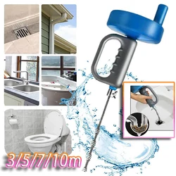 3/5/7/10m Plumbing Drain Auger Sink Auger Hair Clog Remover Heavy Duty Pipe Snake for Bathtub Sink Kitchen Shower Drain Cleaner