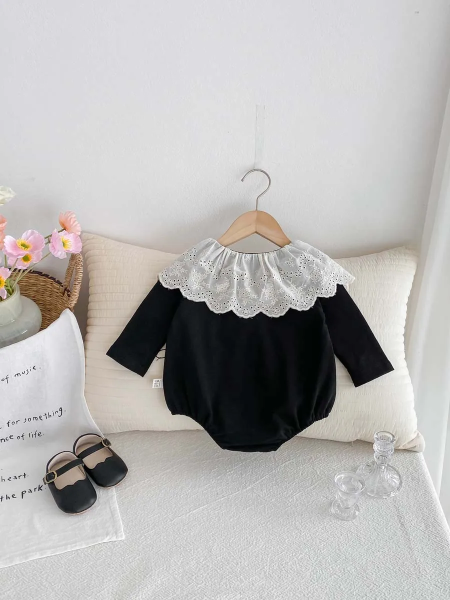 Korean Style Baby\'s Autumn Jumpsuit Lace Lace Collar Jumpsuit Baby Girl\'s Long Sleeve Jumpsuit