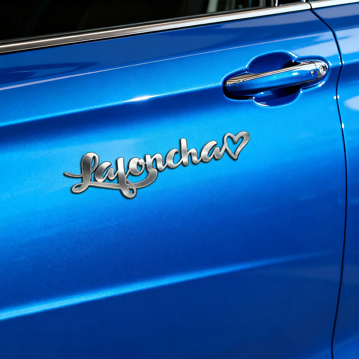 Dolce cuore metallo acciaio inossidabile logo personalizzato 3D colore argento adesivo per auto parafango bagagliaio distintivo decalcomania accessori decorativi per auto