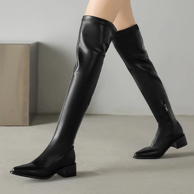 

Women's Over the Knee High Boots Black Brown Winter Warm Thigh High Boots Low Heel Footwear Shoes Ladies Water-proof Comfortable
