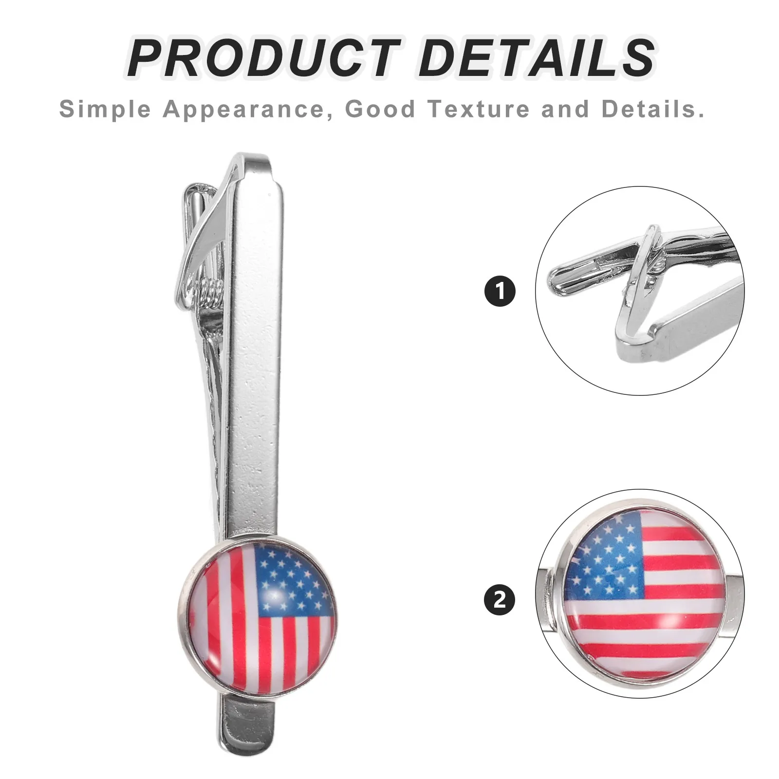 American Flag Tie Clip for Men – Patriotic Stainless Steel Tie Pin for Business, Independence Day & Veteran Gifts