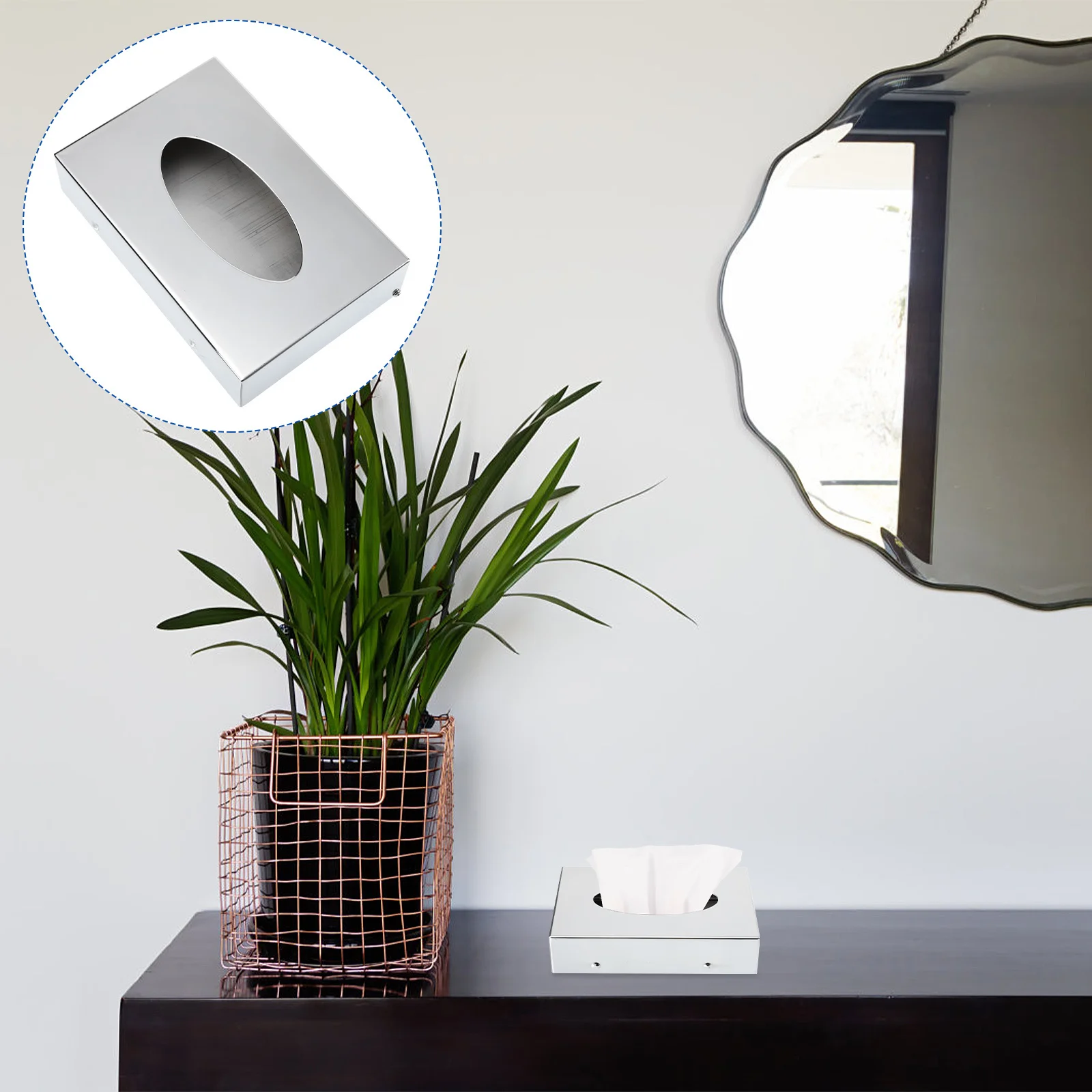 

1pc Mirror Finish Paper Towel Holder Stainless Steel Tissue Dispenser For Kitchen Bathroom Desktop Storage Waterproof Rustproof