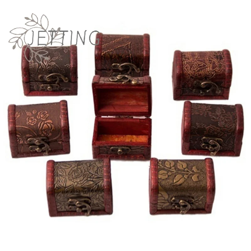 Hot 1pc Random Wooden Vintage Treasure Chest Wood Jewellery 