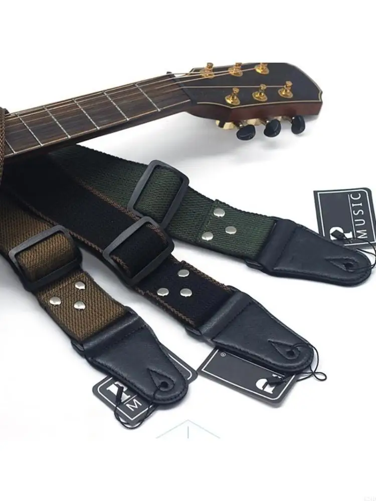 

PU Leather Ends Guitar Bass Shoulder Strap with 3 Pick Holders for Guitar Adjustable Length Soft Cotton Guitar Strap