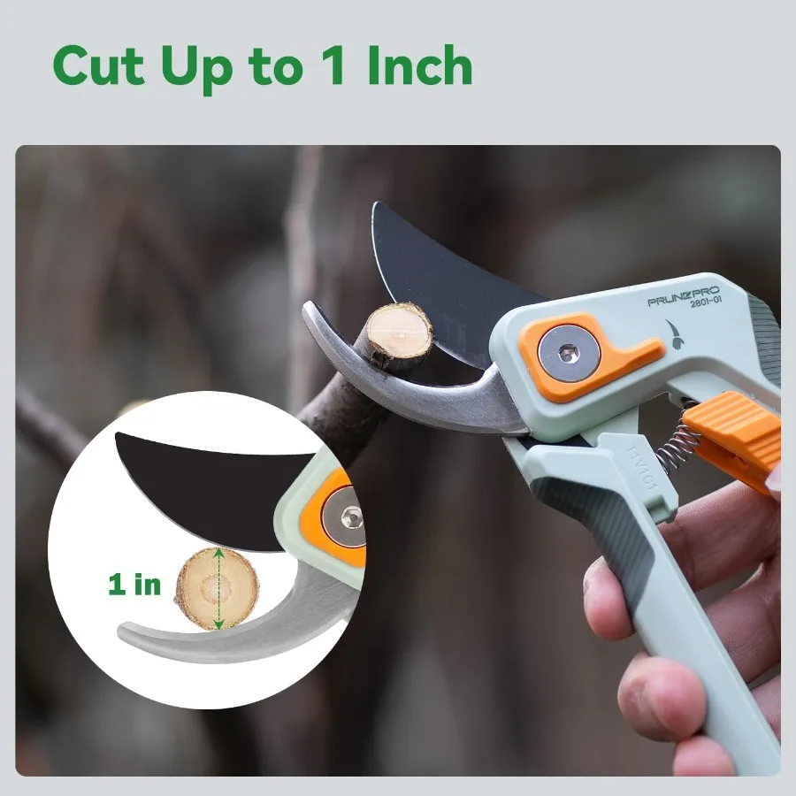 Professional Bypass Hand Pruner for Gardening with Up to 1 Inch Cut Capacity Sharp Stainless Steel Blade Garden Scissors for Tr