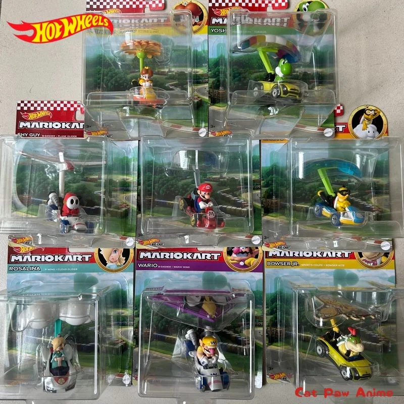 Hot Wheels Mario Kart Character Car Gliding Motorcycle Set GVD30 Toy for Boys Collector's Gift Non-Remote Control Model Vehicle