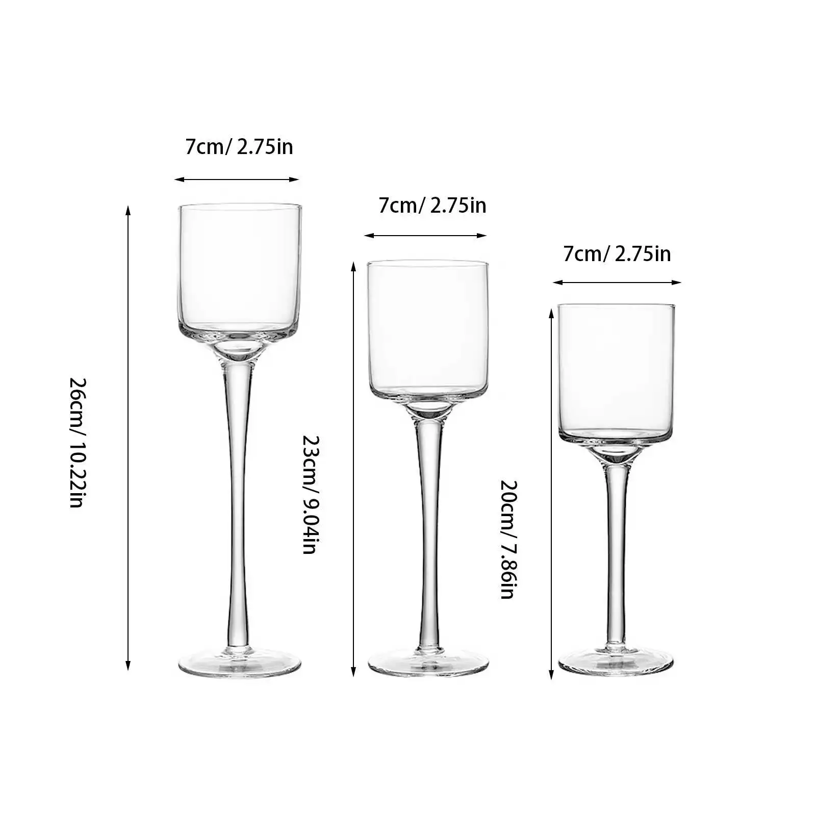 3Pcs Glass Holders Tall Pillar Holders Modern Desktop Ornament for Home Living Room Wedding Party Decor