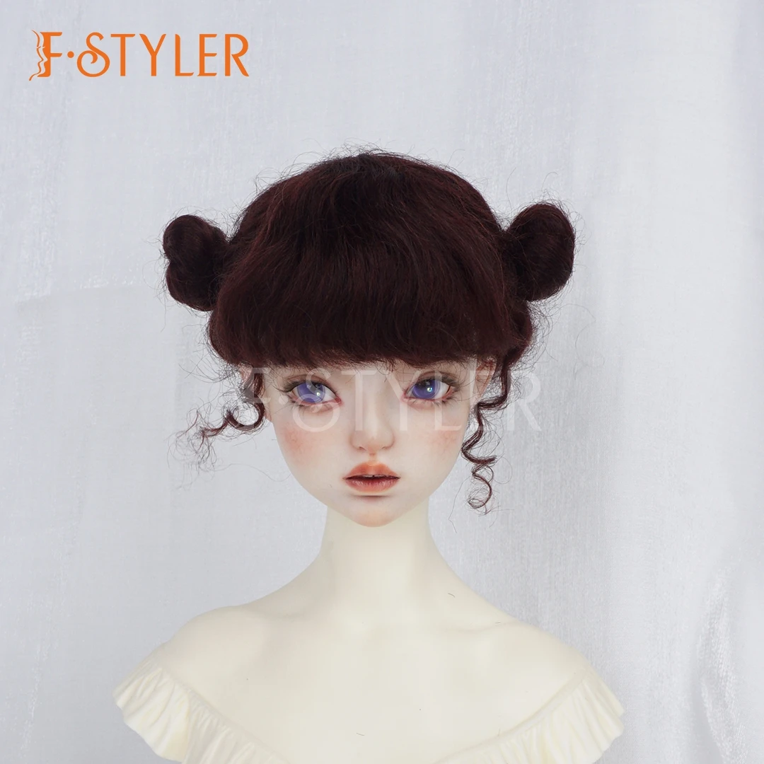 

FStyler Mohair BJD Wig Soft Hair for Dolls 8-9 Inch Lovely Hairstyle Double Ponytail Doll Wigs 1/3 Toys Dressup Accessories